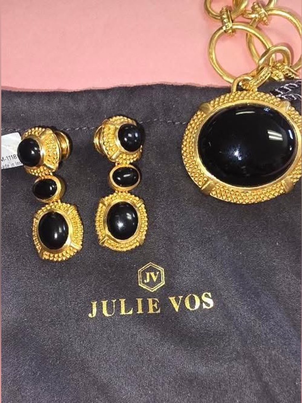 Julie Vos Cabochon Gold Statement Necklace